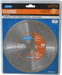 Norton - 7" Diam, 5/8" Arbor Hole Diam, Wet & Dry Cut Saw Blade - Diamond-Tipped, Standard Round Arbor - Eagle Tool & Supply