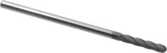 Niagara Cutter - 3/16" Diam, 1" LOC, 4 Flute Solid Carbide Ball End Mill - Diamond Finish, Single End, 4" OAL, 3/16" Shank Diam, Spiral Flute - Eagle Tool & Supply