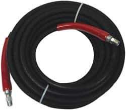 Value Collection - 100' Long, 3/8" Fitting, Male Rigid x Male Swivel Fitting, -40 to 310°F, Synthetic Rubber High Temp & High Pressure Hose - 3/8" Inside x 3/4" Outside Diam, Black, 5,800 psi - Eagle Tool & Supply