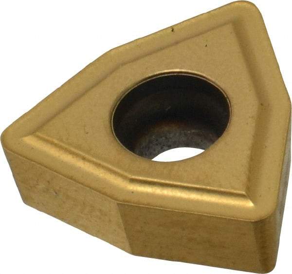 Seco - WCMX080412 86 Grade T400D Carbide Indexable Drill Insert - TiAlN/TiN Finish, Trigon, 12.7mm Inscribed Circle - Eagle Tool & Supply