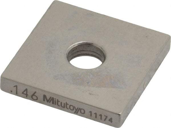 Mitutoyo - 0.146" Square Steel Gage Block - Accuracy Grade 0, Includes Certificate of Inspection - Eagle Tool & Supply