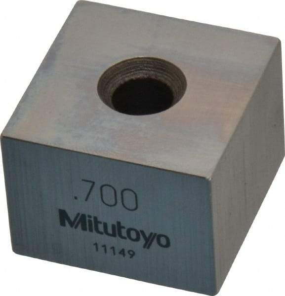 Mitutoyo - 0.7" Square Steel Gage Block - Accuracy Grade 0, Includes Certificate of Inspection - Eagle Tool & Supply