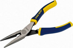 Irwin - 6" OAL, 1-25/32" Jaw Length x 23/32" Jaw Width, Long Nose Side Cutting Pliers - Serrated Jaw, Standard Head, ProTouch Handles - Eagle Tool & Supply