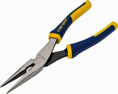 Irwin - 8" OAL, 2-5/16" Jaw Length x 15/16" Jaw Width, Long Nose Side Cutting Pliers - Serrated Jaw, Standard Head, ProTouch Handles - Eagle Tool & Supply