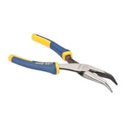 Irwin - 8" OAL, 2-5/16" Jaw Length x 15/16" Jaw Width, Long Nose Side Cutting Bent Nose Pliers - Serrated Jaw, Standard Head, ProTouch Handles - Eagle Tool & Supply