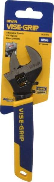 Irwin - 1" Jaw Capacity, 6" Standard Adjustable Wrench - Chrome Vanadium Steel, Chrome Finish - Eagle Tool & Supply