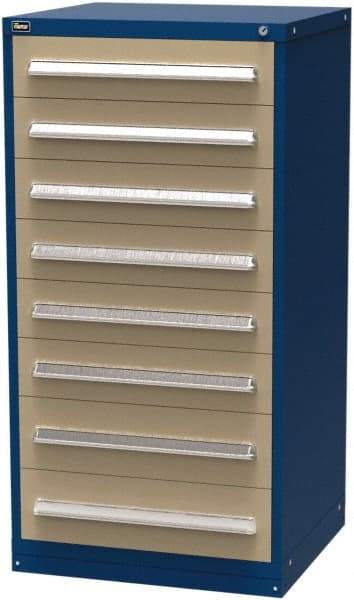 Vidmar - 8 Drawer, Modular Storage Cabinet - Steel, 30" Wide x 27-3/4" Deep x 59" High, Blue & Beige - Eagle Tool & Supply