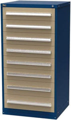 Vidmar - 8 Drawer, Modular Storage Cabinet - Steel, 30" Wide x 27-3/4" Deep x 59" High, Blue & Beige - Eagle Tool & Supply
