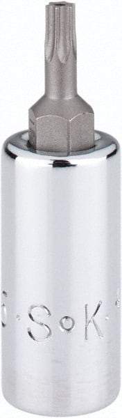SK - 1/4" Drive, T15 Torx Bit Socket - 1-3/4" OAL, Tamper Resistant - Eagle Tool & Supply