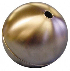 Made in USA - 6" Diam, Spherical, Tubed Through Connection, Metal Float - 1/2" Rod Thread, Stainless Steel, 800 Max psi, 18 Gauge - Eagle Tool & Supply