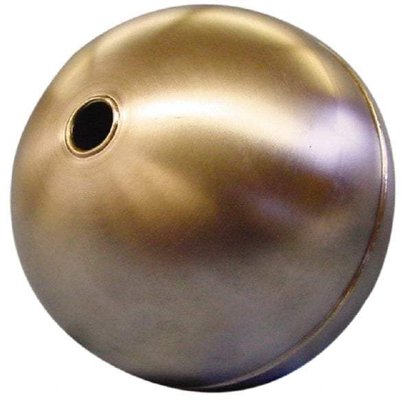 Made in USA - 6" Diam, Spherical, Tubed Through Connection, Metal Float - 1/2" Rod Thread, Stainless Steel, 800 Max psi, 18 Gauge - Eagle Tool & Supply