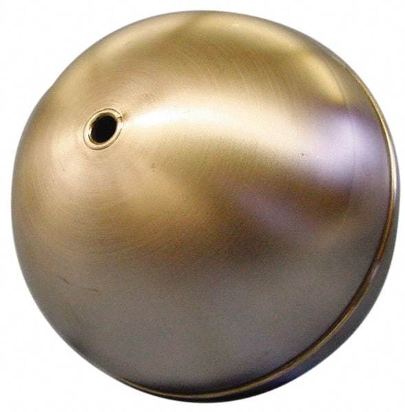 Made in USA - 2" Diam, Spherical, Tubed Through Connection, Metal Float - 1/4" Rod Thread, Stainless Steel, 850 Max psi, 26 Gauge - Eagle Tool & Supply