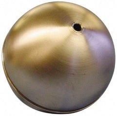 Made in USA - 3" Diam, Spherical, Tubed Through Connection, Metal Float - 1/4" Rod Thread, Stainless Steel, 750 Max psi, 24 Gauge - Eagle Tool & Supply