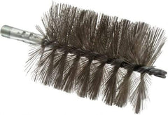 Schaefer Brush - 4-1/2" Brush Length, 3-1/2" Diam, Double Stem, Single Spiral Tube Brush - 7-1/4" Long, Stainless Steel, 1/4" NPSM Male Connection - Eagle Tool & Supply