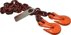 Pewag - 5' Long, 7,100 Lb Basket Capacity, 7,100 Lb Vertical Capacity, Alloy Steel Web Sling - SGG Chain Sling, 3/8" Diam Chain, Silver (Color), with 2 Grab Hooks - Eagle Tool & Supply