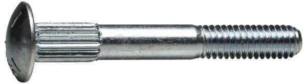 Value Collection - 3/8-16 UNC 2" Length Under Head, Ribbed Neck, Carriage Bolt - Grade 5 Steel, Zinc-Plated Clear Chromate Finish - Eagle Tool & Supply