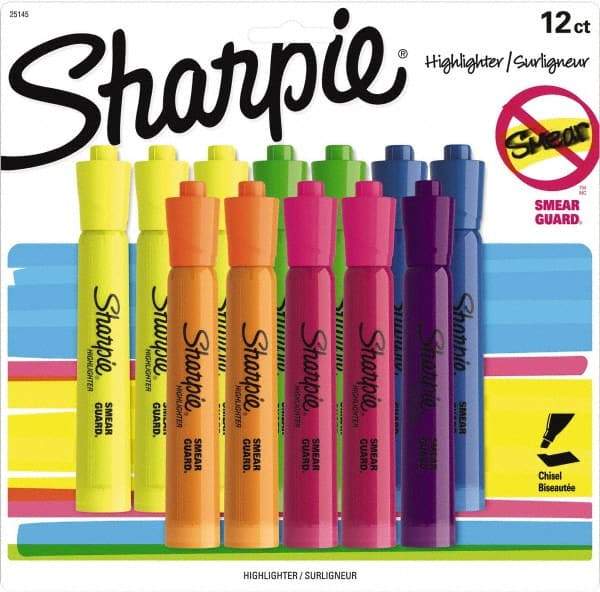 Sharpie - Assorted Colors, Highlighter - Chisel Tip, AP Nontoxic Ink - Eagle Tool & Supply