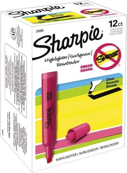 Sharpie - Fluorescent Pink Highlighter - Chisel Tip, AP Nontoxic Ink - Eagle Tool & Supply