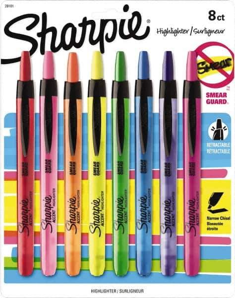 Sharpie - Assorted Colors, Highlighter - Chisel Tip, AP Nontoxic Ink - Eagle Tool & Supply