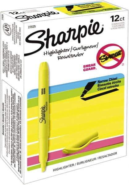 Sharpie - Fluorescent Yellow Highlighter - Chisel Tip, AP Nontoxic Ink - Eagle Tool & Supply