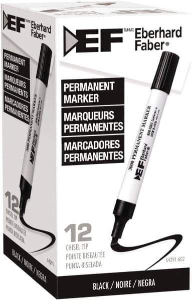 Eberhard Faber - Black Permanent Marker - Chisel Felt Tip, AP Nontoxic Ink - Eagle Tool & Supply