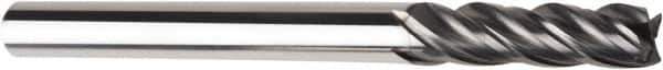 American Tool Service - 3/16", 5/8" LOC, 3/16" Shank Diam, 2" OAL, 4 Flute, Solid Carbide Square End Mill - Single End, AlCrN Finish, Spiral Flute, Variable° Helix, Centercutting, Right Hand Cut, Right Hand Flute - Eagle Tool & Supply