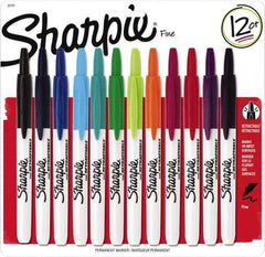 Sharpie - Assorted Colors, Permanent Marker - Retractable Fine Tip, AP Nontoxic Ink - Eagle Tool & Supply