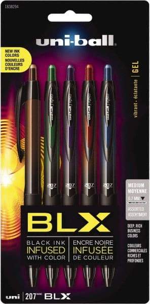 Uni-Ball - 0.7mm Retractable Pen - Blue & Black, Brown & Black, Green & Black, Purple & Black, Red & Black - Eagle Tool & Supply