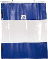 TMI, LLC - 24' Door Width x 10' Door Height PVC Solid with Vision Panel (Style) Industrial Curtain Kit - Blue/Clear - Eagle Tool & Supply