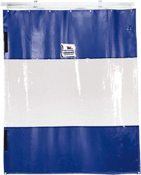 TMI, LLC - 6' Door Width x 8' Door Height PVC Solid with Vision Panel (Style) Industrial Curtain Kit - Blue/Clear - Eagle Tool & Supply