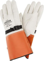 Salisbury by Honeywell - Class 0, Size L (8), 14" Long, Cowhide Leather Protector - Tan/Orange - Eagle Tool & Supply