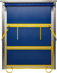 TMI, LLC - 8' Door Width x 10' Door Height PVC Mesh Bug Screen & Spring Loaded Manuel (Style) Roll Up Dock Screen - Blue/Yellow - Eagle Tool & Supply