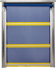 TMI, LLC - 10' Door Width x 10' Door Height PVC Mesh Bug Screen & In-Tube Motorized (Style) Roll Up Dock Screen - Blue/Yellow - Eagle Tool & Supply