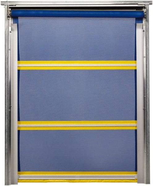 TMI, LLC - 8' Door Width x 10' Door Height PVC Mesh Bug Screen & In-Tube Motorized (Style) Roll Up Dock Screen - Blue/Yellow - Eagle Tool & Supply