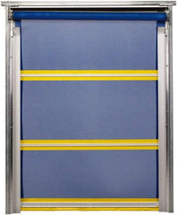 TMI, LLC - 8' Door Width x 10' Door Height PVC Mesh Bug Screen & In-Tube Motorized (Style) Roll Up Dock Screen - Blue/Yellow - Eagle Tool & Supply