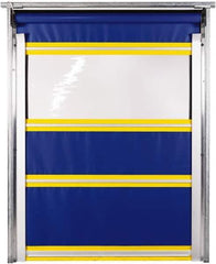 TMI, LLC - 10' Door Width x 12' Door Height PVC Solid with Vision Panel & In-Tube Motorized (Style) Roll Up Dock Screen - Blue/Yellow/Clear - Eagle Tool & Supply