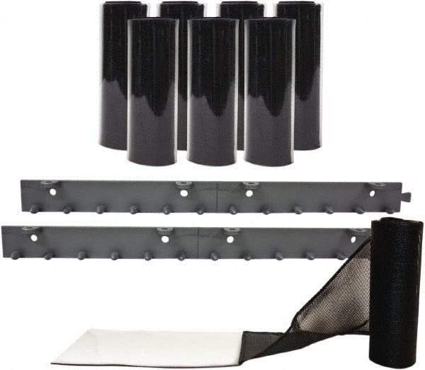 Aleco - 4' Door Width x 7' Door Height Vinyl Front Base Strip (Style) Mesh Insect Barrier - Black Top & Clear Bottom - Eagle Tool & Supply