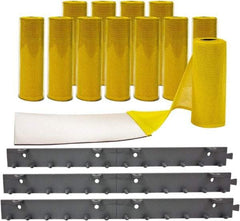 Aleco - 6' Door Width x 8' Door Height Vinyl Clear Smooth Mesh Insect Barrier - Yellow Top & Clear Bottom - Eagle Tool & Supply