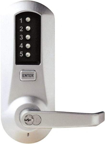 Kaba Access - Combination Entry Lever Lockset with Key Override - 2-3/4" Back Set, No Cylinder, Zamak3, Satin Chrome Finish - Eagle Tool & Supply