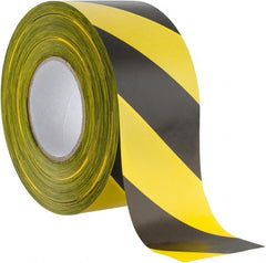 PRO-SAFE - 1000 Ft. Long x 3 Inch Wide Roll, Polyethylene, Black and Yellow, Barricade and Flagging Tape - Eagle Tool & Supply