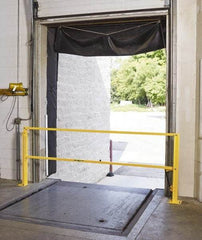 FabEnCo - Powder Coated Carbon Steel Rail Safety Gate - Fits 120" Clear Opening, 1-1/2" Wide x 42" Door Height, 88 Lb, Yellow - Eagle Tool & Supply