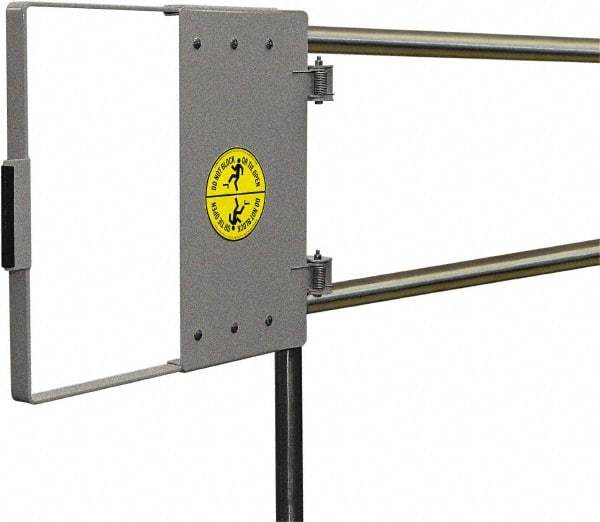 FabEnCo - Carbon Steel Self Closing Rail Safety Gate - Fits 18 to 24" Clear Opening, 1-1/2" Wide x 22" Door Height, 26 Lb, Gray - Eagle Tool & Supply