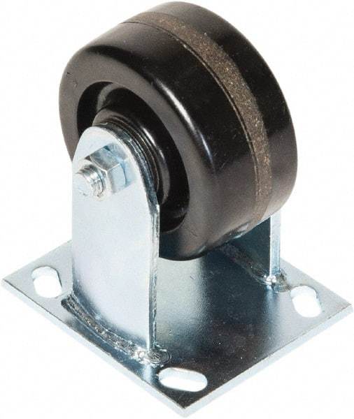 Greenlee - 4" Diam x 2" Wide x 5-5/8" OAH Top Plate Mount Rigid Caster - Phenolic, 800 Lb Capacity, 4 x 4-1/2" Plate - Eagle Tool & Supply