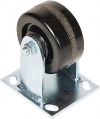 Greenlee - 4" Diam x 2" Wide x 5-5/8" OAH Top Plate Mount Rigid Caster - Phenolic, 800 Lb Capacity, 4 x 4-1/2" Plate - Eagle Tool & Supply
