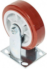 Greenlee - 6" Diam x 2" Wide x 7-1/2" OAH Top Plate Mount Rigid Caster - Polyurethane over Polyolefin, 900 Lb Capacity, 2-3/4 x 3-1/2" Plate - Eagle Tool & Supply