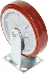 Greenlee - 8" Diam x 2" Wide x 9-1/2" OAH Top Plate Mount Rigid Caster - Polyurethane over Polyolefin, 900 Lb Capacity, 2-3/4 x 3-1/2" Plate - Eagle Tool & Supply