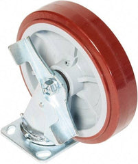 Greenlee - 8" Diam x 2" Wide x 9-1/2" OAH Top Plate Mount Swivel Caster - Polyurethane over Polyolefin, 900 Lb Capacity, 2-3/4 x 3-1/2" Plate - Eagle Tool & Supply