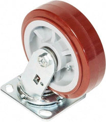 Greenlee - 6" Diam x 2" Wide x 7-1/2" OAH Top Plate Mount Swivel Caster - Polyurethane over Polyolefin, 900 Lb Capacity, 2-3/4 x 3-1/2" Plate - Eagle Tool & Supply