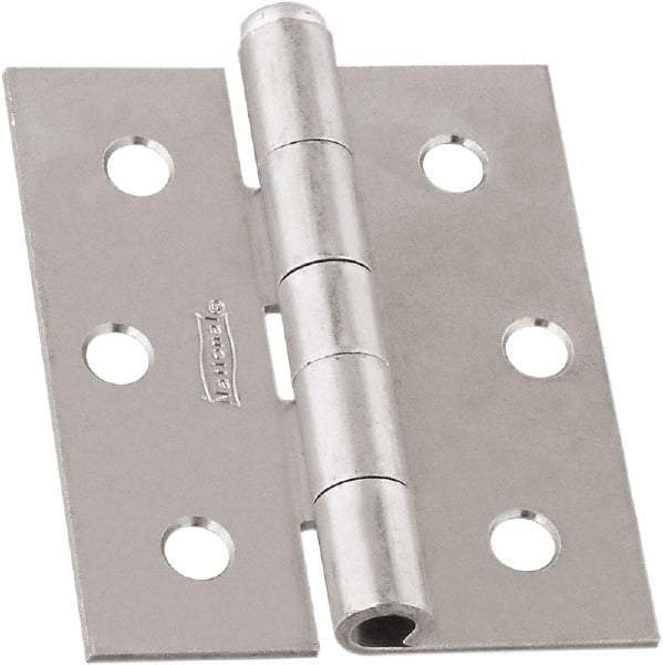 National Mfg. - 3" Long x 2-1/2" Wide, Non-Spring/Non Self-Closing Hinge - Steel, Zinc Plated Finish - Eagle Tool & Supply