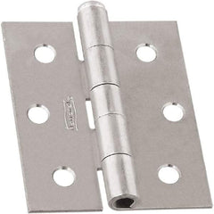 National Mfg. - 3" Long x 2-1/2" Wide, Non-Spring/Non Self-Closing Hinge - Steel, Zinc Plated Finish - Eagle Tool & Supply